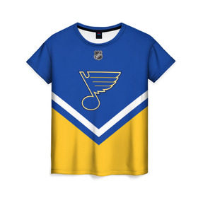 Женская футболка 3D с принтом St. Louis Blues в Курске, 100% полиэфир ( синтетическое хлопкоподобное полотно) | прямой крой, круглый вырез горловины, длина до линии бедер | america | canada | hockey | nhl | usa | америка | блюз | канада | лед | нхл | сент луис | сша | хоккей