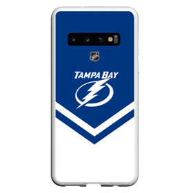 Чехол для Samsung Galaxy S10 с принтом Tampa Bay Lightning в Курске, Силикон | Область печати: задняя сторона чехла, без боковых панелей | Тематика изображения на принте: america | canada | hockey | nhl | usa | америка | бэй | канада | лайтнинг | лед | нхл | сша | тампа | хоккей