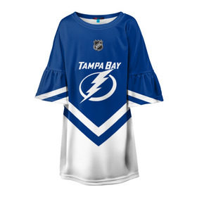 Детское платье 3D с принтом Tampa Bay Lightning в Курске, 100% полиэстер | прямой силуэт, чуть расширенный к низу. Круглая горловина, на рукавах — воланы | america | canada | hockey | nhl | usa | америка | бэй | канада | лайтнинг | лед | нхл | сша | тампа | хоккей