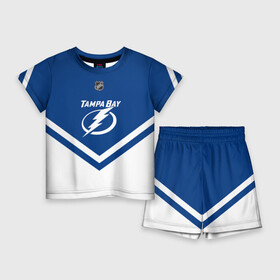 Детский костюм с шортами 3D с принтом Tampa Bay Lightning в Курске,  |  | america | canada | hockey | nhl | usa | америка | бэй | канада | лайтнинг | лед | нхл | сша | тампа | хоккей