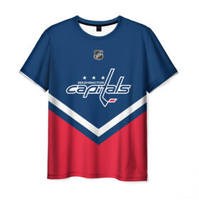 Мужская футболка 3D с принтом Washington Capitals в Курске, 100% полиэфир | прямой крой, круглый вырез горловины, длина до линии бедер | Тематика изображения на принте: america | canada | hockey | nhl | usa | америка | вашингтон | канада | кэпиталз | лед | нхл | овечкин | сша | хоккей