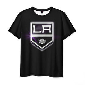 Мужская футболка 3D с принтом Los Angeles Kings в Курске, 100% полиэфир | прямой крой, круглый вырез горловины, длина до линии бедер | hockey | kings | los angeles | nhl | корона | нхл | хоккеист | хоккей