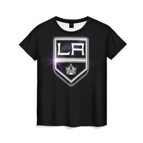 Женская футболка 3D с принтом Los Angeles Kings в Курске, 100% полиэфир ( синтетическое хлопкоподобное полотно) | прямой крой, круглый вырез горловины, длина до линии бедер | hockey | kings | los angeles | nhl | корона | нхл | хоккеист | хоккей