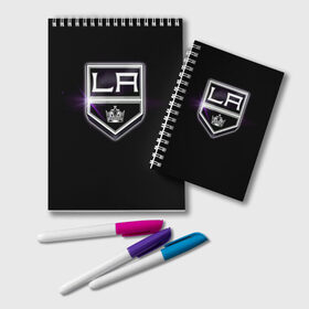 Блокнот с принтом Los Angeles Kings в Курске, 100% бумага | 48 листов, плотность листов — 60 г/м2, плотность картонной обложки — 250 г/м2. Листы скреплены удобной пружинной спиралью. Цвет линий — светло-серый
 | hockey | kings | los angeles | nhl | корона | нхл | хоккеист | хоккей