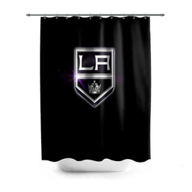 Штора 3D для ванной с принтом Los Angeles Kings в Курске, 100% полиэстер | плотность материала — 100 г/м2. Стандартный размер — 146 см х 180 см. По верхнему краю — пластиковые люверсы для креплений. В комплекте 10 пластиковых колец | hockey | kings | los angeles | nhl | корона | нхл | хоккеист | хоккей