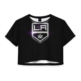Женская футболка 3D укороченная с принтом Los Angeles Kings в Курске, 100% полиэстер | круглая горловина, длина футболки до линии талии, рукава с отворотами | hockey | kings | los angeles | nhl | корона | нхл | хоккеист | хоккей