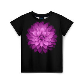 Детская футболка 3D с принтом Violet в Курске, 100% гипоаллергенный полиэфир | прямой крой, круглый вырез горловины, длина до линии бедер, чуть спущенное плечо, ткань немного тянется | Тематика изображения на принте: лепестки | прикольные картинки | фиолетовый | цветочки | цветы