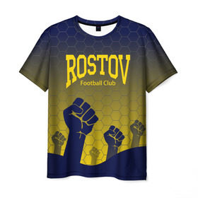 Мужская футболка 3D с принтом Rostov Football club в Курске, 100% полиэфир | прямой крой, круглый вырез горловины, длина до линии бедер | Тематика изображения на принте: дону | на | ростов | ростов на дону