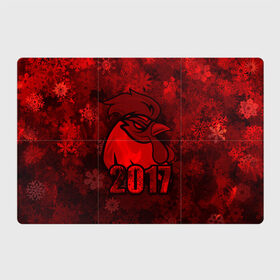 Магнитный плакат 3Х2 с принтом Огненный петух в Курске, Полимерный материал с магнитным слоем | 6 деталей размером 9*9 см | животное | зима | красный | новый год | символ | снежинки