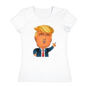 Женская футболка хлопок с принтом Трамп 2 в Курске, 100% хлопок | прямой крой, круглый вырез горловины, длина до линии бедер, слегка спущенное плечо | 
