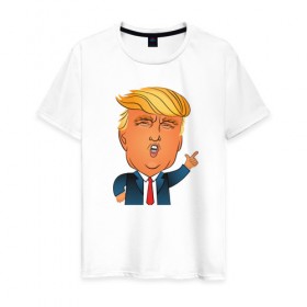Мужская футболка хлопок с принтом Трамп 2 в Курске, 100% хлопок | прямой крой, круглый вырез горловины, длина до линии бедер, слегка спущенное плечо. | 