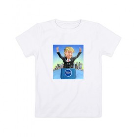 Детская футболка хлопок с принтом Трамп 3 в Курске, 100% хлопок | круглый вырез горловины, полуприлегающий силуэт, длина до линии бедер | america | donald | trump | usa | америка | дональд | трамп