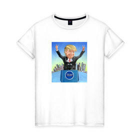Женская футболка хлопок с принтом Трамп 3 в Курске, 100% хлопок | прямой крой, круглый вырез горловины, длина до линии бедер, слегка спущенное плечо | america | donald | trump | usa | америка | дональд | трамп