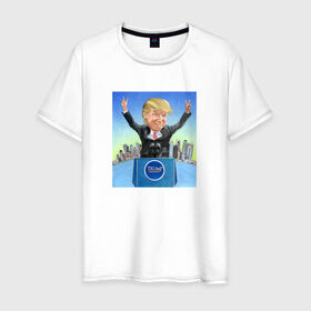 Мужская футболка хлопок с принтом Трамп 3 в Курске, 100% хлопок | прямой крой, круглый вырез горловины, длина до линии бедер, слегка спущенное плечо. | america | donald | trump | usa | америка | дональд | трамп