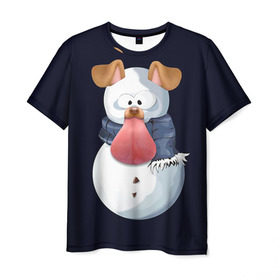 Мужская футболка 3D с принтом Снэпчат собака в Курске, 100% полиэфир | прямой крой, круглый вырез горловины, длина до линии бедер | snapchat | радуга | снеговик | снэпчат | уши | фильтр | язык
