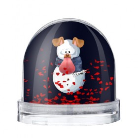 Водяной шар с принтом Снэпчат собака в Курске, Пластик | Изображение внутри шара печатается на глянцевой фотобумаге с двух сторон | snapchat | радуга | снеговик | снэпчат | уши | фильтр | язык