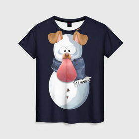 Женская футболка 3D с принтом Снэпчат собака в Курске, 100% полиэфир ( синтетическое хлопкоподобное полотно) | прямой крой, круглый вырез горловины, длина до линии бедер | snapchat | радуга | снеговик | снэпчат | уши | фильтр | язык