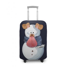 Чехол для чемодана 3D с принтом Снэпчат собака в Курске, 86% полиэфир, 14% спандекс | двустороннее нанесение принта, прорези для ручек и колес | snapchat | радуга | снеговик | снэпчат | уши | фильтр | язык