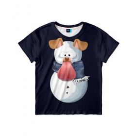 Детская футболка 3D с принтом Снэпчат собака в Курске, 100% гипоаллергенный полиэфир | прямой крой, круглый вырез горловины, длина до линии бедер, чуть спущенное плечо, ткань немного тянется | snapchat | радуга | снеговик | снэпчат | уши | фильтр | язык