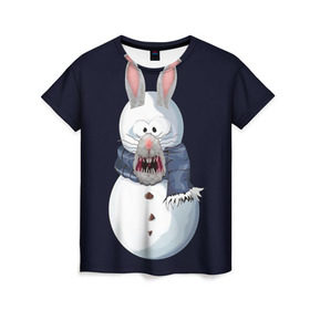 Женская футболка 3D с принтом Снэпчат кролик в Курске, 100% полиэфир ( синтетическое хлопкоподобное полотно) | прямой крой, круглый вырез горловины, длина до линии бедер | snapchat | радуга | снеговик | снэпчат | уши | фильтр | язык