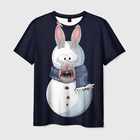 Мужская футболка 3D с принтом Снэпчат кролик в Курске, 100% полиэфир | прямой крой, круглый вырез горловины, длина до линии бедер | Тематика изображения на принте: snapchat | радуга | снеговик | снэпчат | уши | фильтр | язык