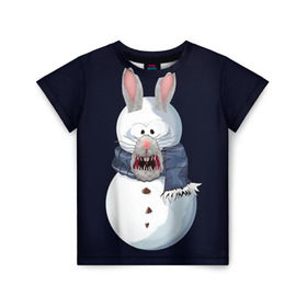 Детская футболка 3D с принтом Снэпчат кролик в Курске, 100% гипоаллергенный полиэфир | прямой крой, круглый вырез горловины, длина до линии бедер, чуть спущенное плечо, ткань немного тянется | snapchat | радуга | снеговик | снэпчат | уши | фильтр | язык