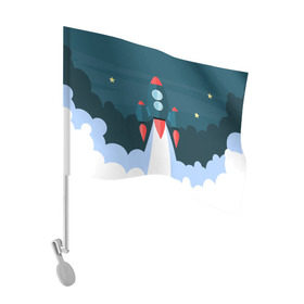 Флаг для автомобиля с принтом Ракета в Курске, 100% полиэстер | Размер: 30*21 см | звёзды | космический корабль | космическое пространство | космос | созвездие