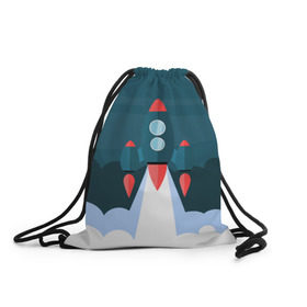 Рюкзак-мешок 3D с принтом Ракета в Курске, 100% полиэстер | плотность ткани — 200 г/м2, размер — 35 х 45 см; лямки — толстые шнурки, застежка на шнуровке, без карманов и подкладки | звёзды | космический корабль | космическое пространство | космос | созвездие
