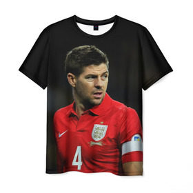 Мужская футболка 3D с принтом Steven Gerrard в Курске, 100% полиэфир | прямой крой, круглый вырез горловины, длина до линии бедер | Тематика изображения на принте: england national team | premier league | steven gerrard | англия | ливерпуль | стивен джеррард | футбол