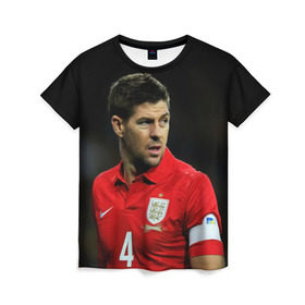 Женская футболка 3D с принтом Steven Gerrard в Курске, 100% полиэфир ( синтетическое хлопкоподобное полотно) | прямой крой, круглый вырез горловины, длина до линии бедер | england national team | premier league | steven gerrard | англия | ливерпуль | стивен джеррард | футбол