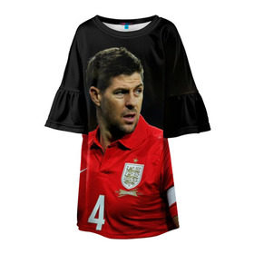 Детское платье 3D с принтом Steven Gerrard в Курске, 100% полиэстер | прямой силуэт, чуть расширенный к низу. Круглая горловина, на рукавах — воланы | england national team | premier league | steven gerrard | англия | ливерпуль | стивен джеррард | футбол