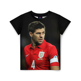 Детская футболка 3D с принтом Steven Gerrard в Курске, 100% гипоаллергенный полиэфир | прямой крой, круглый вырез горловины, длина до линии бедер, чуть спущенное плечо, ткань немного тянется | Тематика изображения на принте: england national team | premier league | steven gerrard | англия | ливерпуль | стивен джеррард | футбол