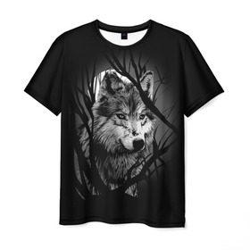 Мужская футболка 3D с принтом Серый волк в Курске, 100% полиэфир | прямой крой, круглый вырез горловины, длина до линии бедер | animal | beast | grey | roar | wolf | волк | животное | зверь | рык | серый
