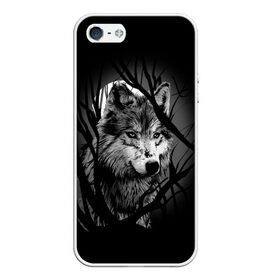 Чехол для iPhone 5/5S матовый с принтом Серый волк в Курске, Силикон | Область печати: задняя сторона чехла, без боковых панелей | animal | beast | grey | roar | wolf | волк | животное | зверь | рык | серый