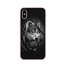 Чехол для Apple iPhone X силиконовый матовый с принтом Серый волк в Курске, Силикон | Печать на задней стороне чехла, без боковой панели | animal | beast | grey | roar | wolf | волк | животное | зверь | рык | серый