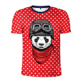Мужская футболка 3D спортивная с принтом Панда пилот в Курске, 100% полиэстер с улучшенными характеристиками | приталенный силуэт, круглая горловина, широкие плечи, сужается к линии бедра | bear | panda | pilot | медведь