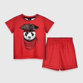 Детский костюм с шортами 3D с принтом Панда пират в Курске,  |  | animal | bay | bear | beast | captain | panda | pirate | бухта | зверь | капитан | корабль | медведь | панда | пират