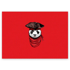 Поздравительная открытка с принтом Панда пират в Курске, 100% бумага | плотность бумаги 280 г/м2, матовая, на обратной стороне линовка и место для марки
 | Тематика изображения на принте: animal | bay | bear | beast | captain | panda | pirate | бухта | зверь | капитан | корабль | медведь | панда | пират