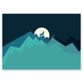 Поздравительная открытка с принтом Воющий волк в Курске, 100% бумага | плотность бумаги 280 г/м2, матовая, на обратной стороне линовка и место для марки
 | animal | beast | moon | night | wolf | вой | волк | животное | зверь | луна | ночь