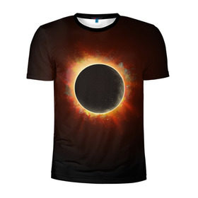Мужская футболка 3D спортивная с принтом Солнечное затмение в Курске, 100% полиэстер с улучшенными характеристиками | приталенный силуэт, круглая горловина, широкие плечи, сужается к линии бедра | eclipse | moon | planet | solar | space | star | sun | затмение | звезда | космос | луна | планета | солнце