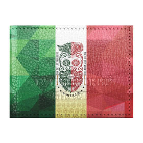 Обложка для студенческого билета с принтом Мексика в Курске, натуральная кожа | Размер: 11*8 см; Печать на всей внешней стороне | Тематика изображения на принте: мексика | флаг | череп