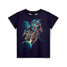 Детская футболка 3D с принтом Космический удар в Курске, 100% гипоаллергенный полиэфир | прямой крой, круглый вырез горловины, длина до линии бедер, чуть спущенное плечо, ткань немного тянется | cosmonaut | galaxy | planet | space | star | астронавт | галактика | звезда | космонавт | космос | планета