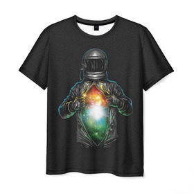 Мужская футболка 3D с принтом Космос внутри в Курске, 100% полиэфир | прямой крой, круглый вырез горловины, длина до линии бедер | cosmonaut | galaxy | planet | space | star | автронавт | галактика | звезды | космонавт | космос