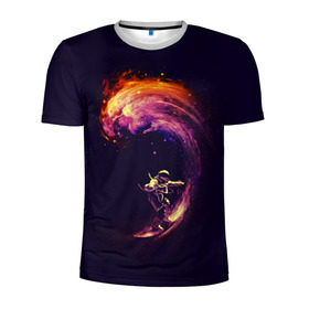 Мужская футболка 3D спортивная с принтом Космический серфинг в Курске, 100% полиэстер с улучшенными характеристиками | приталенный силуэт, круглая горловина, широкие плечи, сужается к линии бедра | Тематика изображения на принте: cosmonaut | galaxy | planet | space | star | surf | галактика | звезды | космонавт | космос | планета | серф