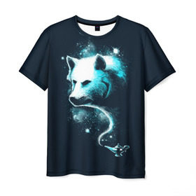 Мужская футболка 3D с принтом Галактический волк в Курске, 100% полиэфир | прямой крой, круглый вырез горловины, длина до линии бедер | animal | beast | galaxy | space | universe | wolf | волк | вселенная | галактика | животное | зверь | космос