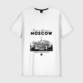 Мужская футболка премиум с принтом Москва, ВДНХ в Курске, 92% хлопок, 8% лайкра | приталенный силуэт, круглый вырез ворота, длина до линии бедра, короткий рукав | 