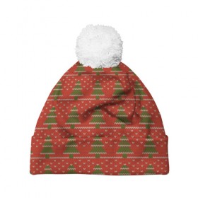 Шапка 3D c помпоном с принтом Простой свитер 2 в Курске, 100% полиэстер | универсальный размер, печать по всей поверхности изделия | ангел | ёлка | ель | зима | колокольчик | нг | новый год | рождество | санта | свитер | сердце | снег
