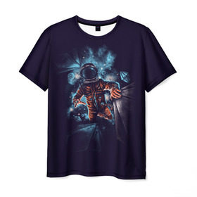 Мужская футболка 3D с принтом Неизвестная галактика в Курске, 100% полиэфир | прямой крой, круглый вырез горловины, длина до линии бедер | astro | cosmo | galaxy | planet | space | star | астронавт | галактика | звезды | космонавт | космос | планета