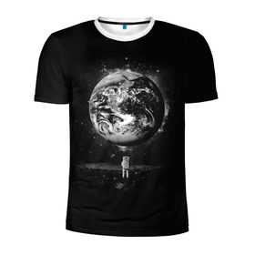 Мужская футболка 3D спортивная с принтом Взгляд на землю в Курске, 100% полиэстер с улучшенными характеристиками | приталенный силуэт, круглая горловина, широкие плечи, сужается к линии бедра | astro | cosmo | galaxy | moon | planet | space | star | автронавт | галактика | звезды | земля | космонавт | космос | луна | планета