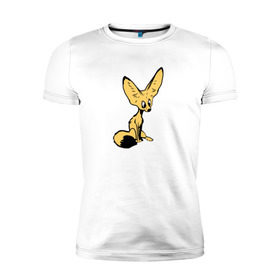 Мужская футболка премиум с принтом Лисенок в Курске, 92% хлопок, 8% лайкра | приталенный силуэт, круглый вырез ворота, длина до линии бедра, короткий рукав | животное | лиса | фенек